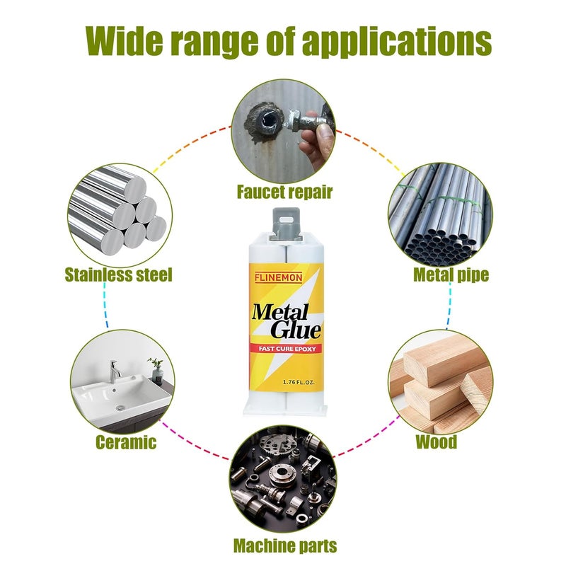 Flinemon Metal Glue, Heavy Duty Waterproof Epoxy Adhesive, Liquid Aluminum Bonding, Strong Foundry Glue for Welding Metals, Aluminum, Steel, Iron, Wood Filler, Plastic 1.76 oz - Image 5